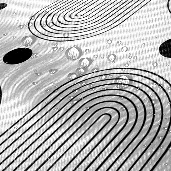 No Hook Shower Curtain with Snap in Liner Set Boho Shower Curtain Mid Century Modern Black and White Abstract Arch Fabric for Bathroom 71x74 Inch