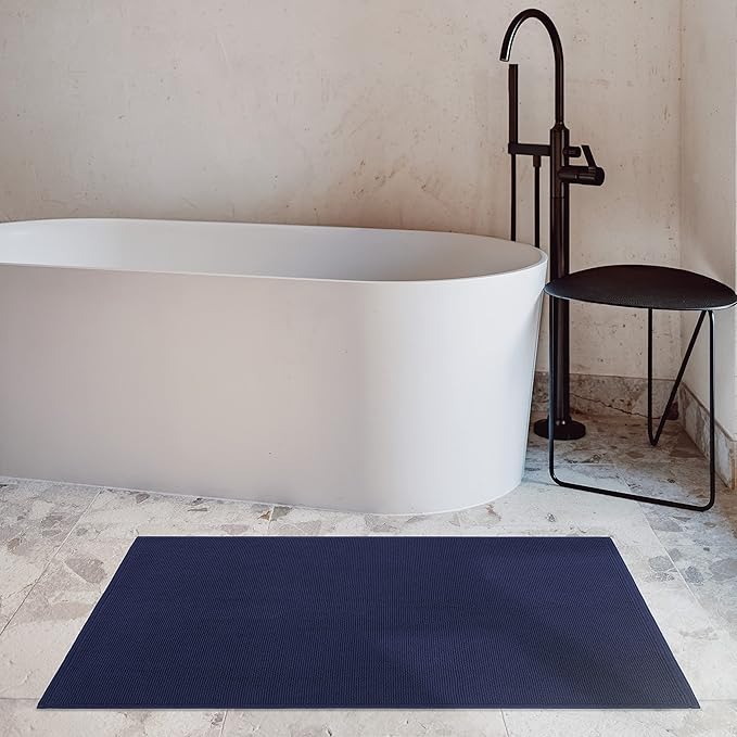 Cotton Paradise 100% Cotton Turkish Bathmat Rug, Soft Absorbent Quick Dry Non Slip, 17x24 Bathmat Rug, Navy Blue