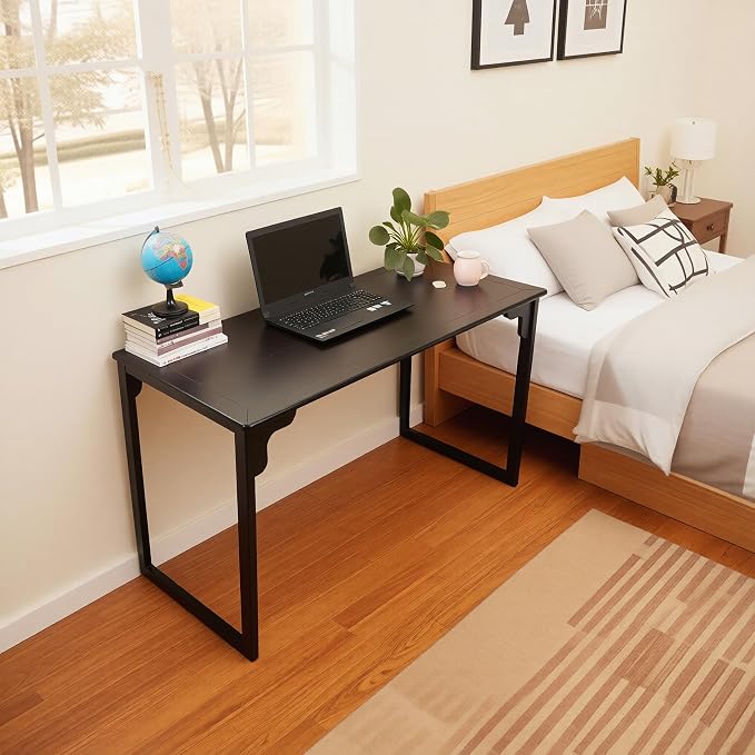 Solid Wood Desk with Drawer, Small Writing Desk for Small Spaces,Gaming Study Home Office Workbench woodenDesks for Work, 39 inch Wooden Computer Desk for Bedroom Black Walnut Color
