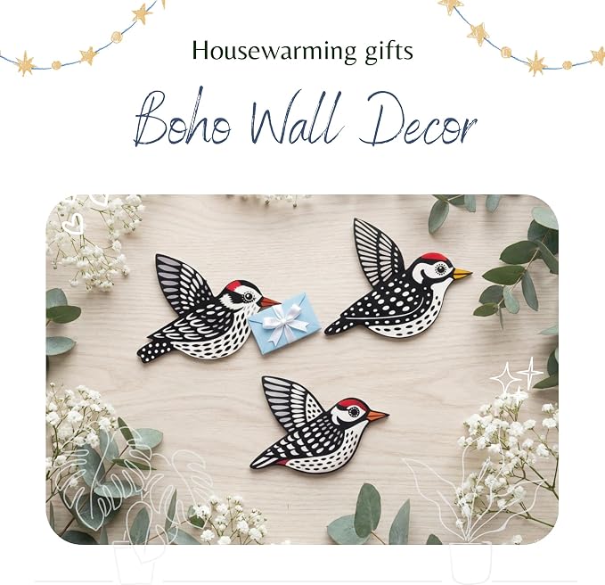 ARTINRENAISS Wooden Flying Birds Wall Decor, Scandinavian Rustic Wall Art Set Housewarming Gifts, 6 Pack Boho Birds Hanging Sign for Living Room, Bedroom, Kitchen