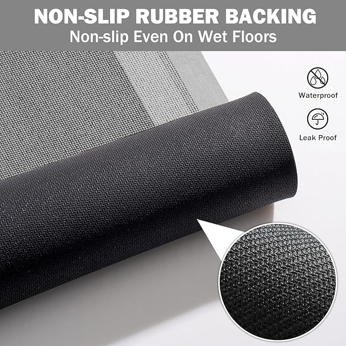 Extra Long Non Slip Bathroom Runner Bath Mat, Rubber Backing Ultra Thin Bath Rug Fit Under Door Quick Dry Super Absorbent Washable Shower Mat for Bathroom Floor Bathtub Sink, Grey 24"x70"