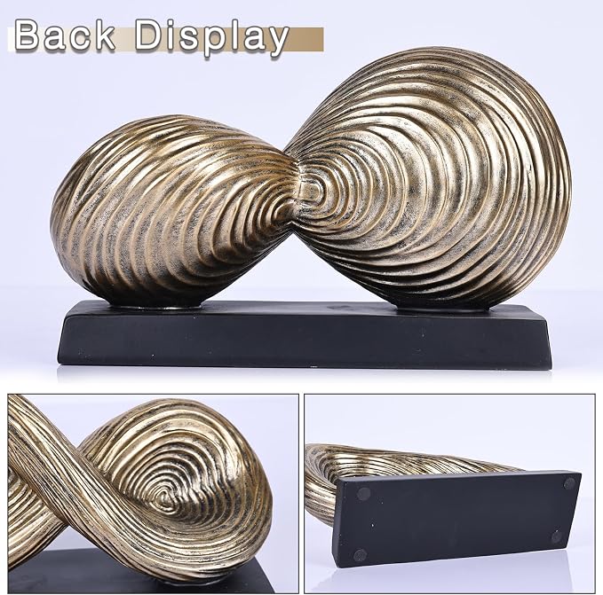 orenm Modern Infinity Loop Symbol Sculpture,Abstract Art Geometric Knot Home Decorations,Unique Shelf Decor Sculpture for Desk Paperweights,Entryway Table,Living, Coffee Table Decor (Gold)