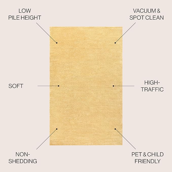 JONATHAN Y Haze Solid Low-Pile Mustard 4x6 Oval Indoor Area Rug, Coastal,Bohemian,Minimalist,Classic, Easy-Cleaning for Living Room,Bedroom,Kitchen,Pet Friendly,Non-Shedding (SEU100B-4OV)