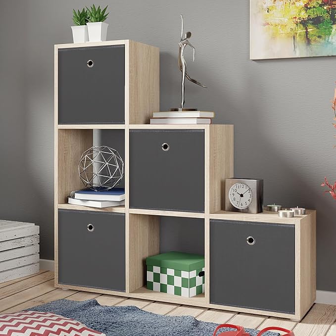 Foldable Storage Cubes Bins ,11 Inch Cloth Storage Cube Fabric Storage Box Cubes Organizer Baskets with Dual Handles for Home Organizer Set of 12 (Grey)