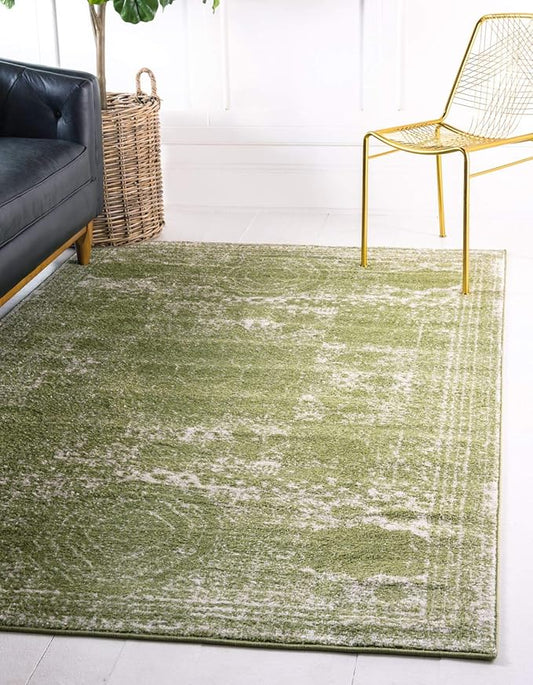 Unique Loom Bromley Collection Area Rug - Wells (10' x 14' 1" Rectangle, Green/ Ivory)