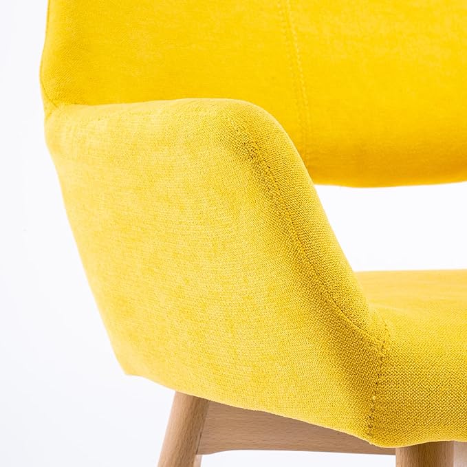 Mid Century Modern Dining Chairs Set of 6 & 4 & 2 Comfy Accent Chair Upholstered Kitchen Dining Living Room Chairs for Bedrooms Waiting Room Home Arm Desk Chair No Wheels (Yellow, 6)