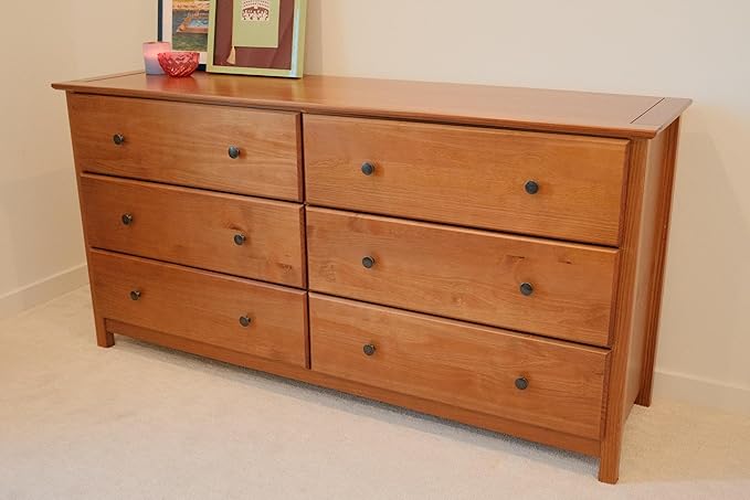 Grain Wood Furniture Shaker 6-Drawer Dresser, Solid Wood with a Walnut Finish