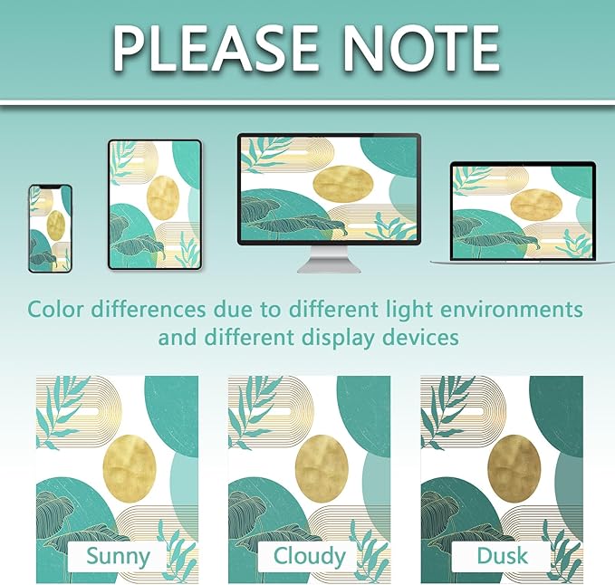 Teal Blue and Gold Shower Curtain Turquoise Aqua and White Shower Curtains for Bathroom Decor Boho Mid Century Bath Curtain Set, Waterproof Fabric with Hooks 60 x 72 Inch