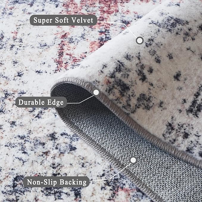 3x5 Rug, Small Area Rug for Living Room, Bedroom, Kitchen, Machine Washable Non-Slip Throw Rug, Modern Abstract Carpet for Entryway Nursery Coffee Table - Durable (Brown Black White)