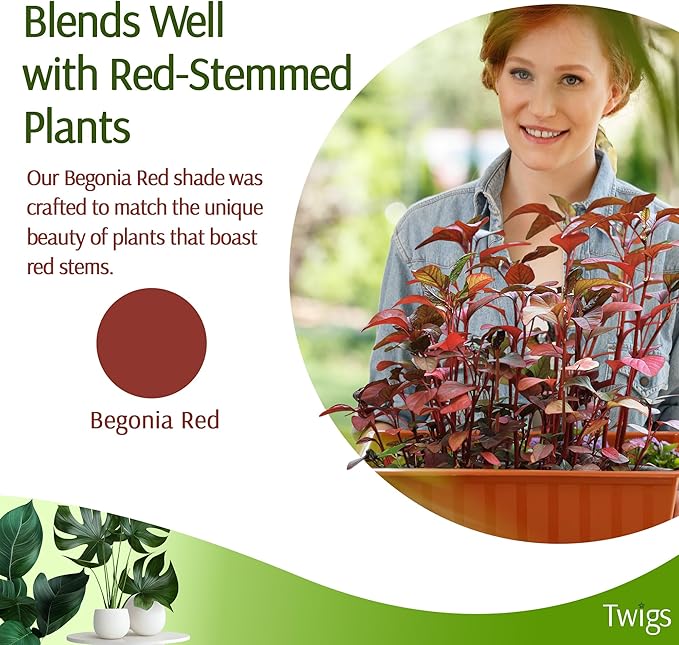 Stackable Plant Support Stakes, Indoor & Outdoor Houseplant Stem Support, Garden Accessories, Durable Trellis Alternative for Climbing & Potted Plants - Begonia Red, 3 Pack, 17" L