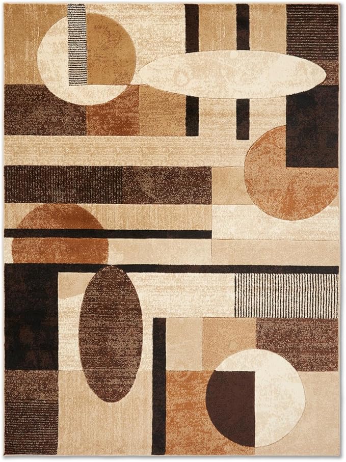 Home Dynamix Tribeca Jasmine Contemporary Geometric Area Rug,Brown/Beige, 3'11"x5'2"