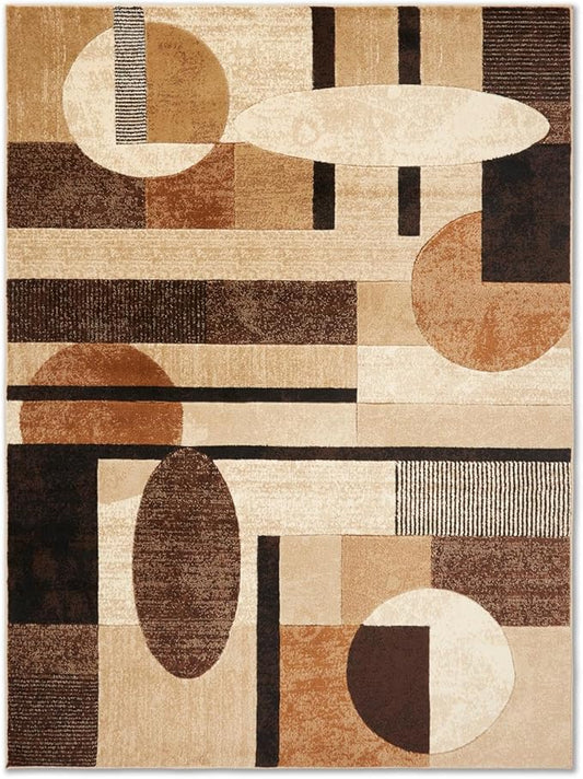 Home Dynamix Tribeca Jasmine Contemporary Geometric Area Rug,Brown/Beige, 3'11"x5'2"
