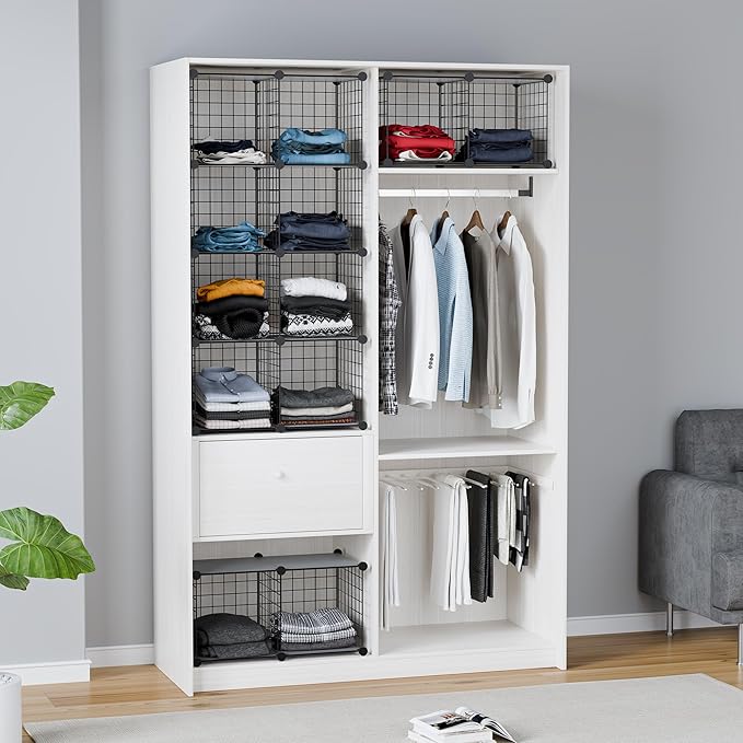 Wire Cube Storage Organizer, 12-Cube Metal Storage Shelves Bookshelf, Stackable Modular Closet Organizer for Bedroom Living Room, Office,Storage Shelves
