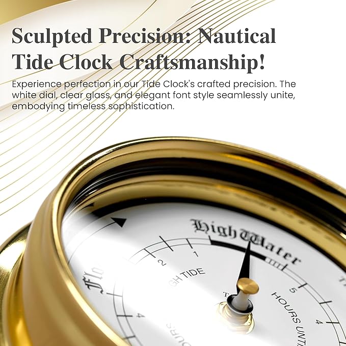Tide Clock Traditional TideClock Heavy Lacquered Brass (1/2kg) Classic Nautical Clock Gift Tidal Fishing Coastal Clock Handmade in England.