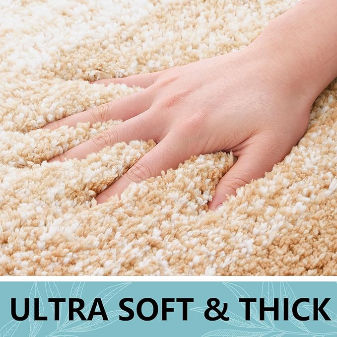 Arotive Microfiber Bathroom Rugs, Shaggy Soft and Absorbent Bath Rug, Non-Slip, Thick Plush Machine Washable Dry Bath Mats for Bathroom, Tub and Shower, 59x24, Beige, Rectangular
