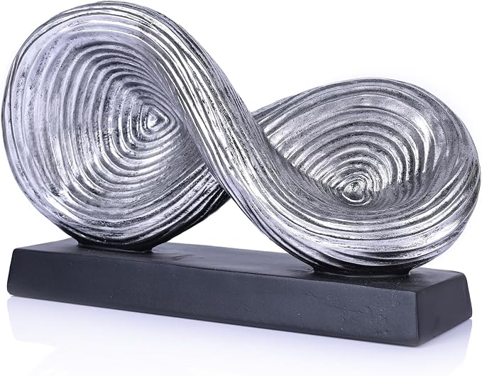 orenm Modern Infinity Loop Symbol Sculpture,Abstract Art Geometric Knot Home Decorations,Unique Shelf Decor Sculpture for Desk Paperweights,Entryway Table,Living, Coffee Table Decor (Silver)