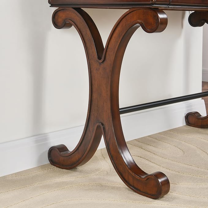 Biaco Set of 2 Mid-Century Home Office Computer Desk with 2 Storage Drawers,Large Computer Office Desk Workstation with X Carved Legs Executive Desk for Home Office Dark Cherry Red(Table ONLY!)