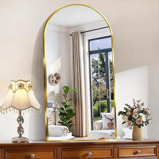 CIRCUMI Arched Wall Mirror, 24"x48" Gold Arched Mirror with Tempered Glass, Metal Frame, Large Size for Bathroom, Living Room,Entryway,Over Sink, Arch Mirror for Decor,Shatterproof&Crystal-Clear