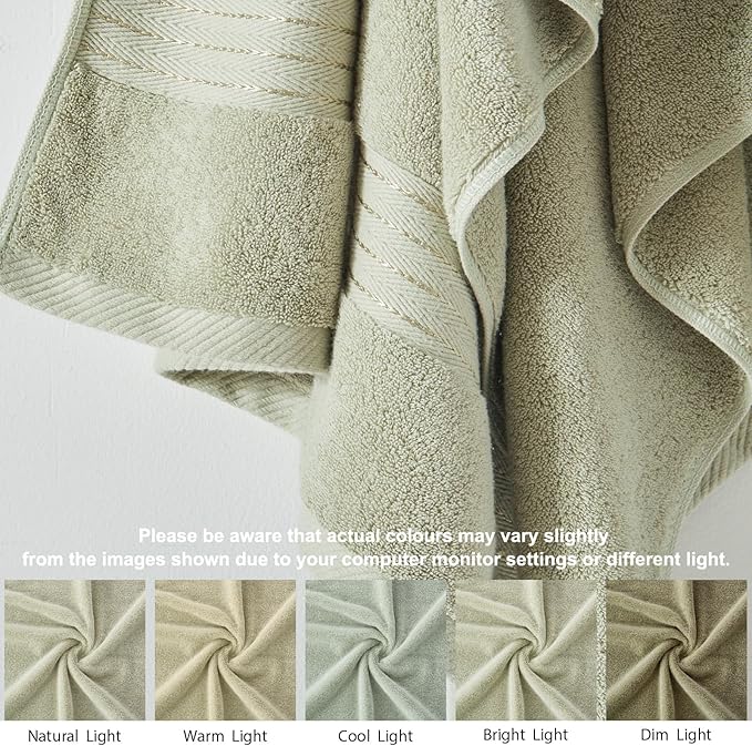 COZYART Sage Green Bath Towel Set for Bathroom Turkish Cotton Thick Soft Absorbent Durable 650 GSM Towel Sets of 6, 2 Large Bath Towels, 2 Hand Towels, 2 Washclothes