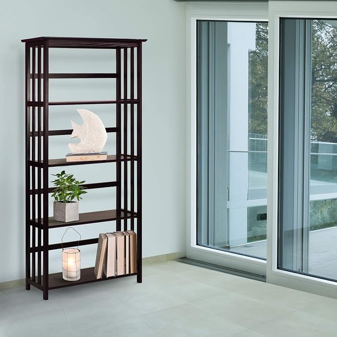 Mission Style 5-Shelf Bookcase-Espresso