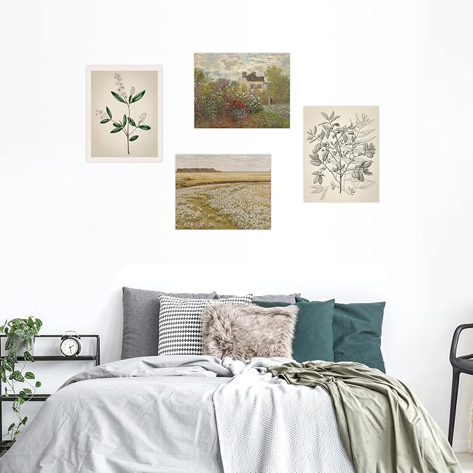 SIGNWIN Poster Bathroom Decor 8"x10"x 4, Wall Art Room Decor Multicolor for Living Room, Bedroom, Office Autumn Spring Rustic Flower Landscape Classic Vintage Retro Illustrations