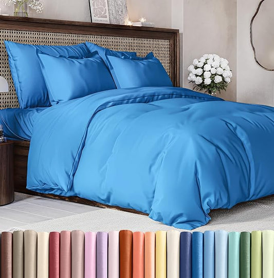 Duvet Cover Cal King Size - Extra Soft Cal King Size Duvet Cover - Lightweight, Breathable & Cozy - Easy Care with Zipper Closures & Ties - 104" x 98" Inches - (Royal Blue) Comforter Not Included
