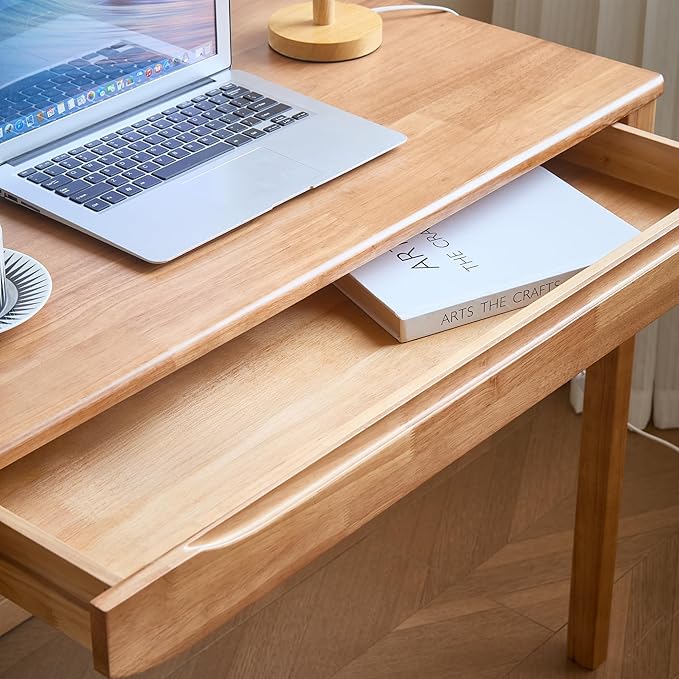 Widen Solid Wood Desk with Drawers,39"X24" Wood Writing Desk for Small Space,Student Computer PC Desks,Home Desks for Work,Gaming Study Desk for Bedroom Escritorios Desk Table (Natural, 39")