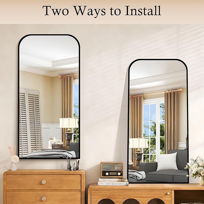 Bathroom Mirror, 18x36 inch Black Rectangle Wall Mounted Mirror with Thin Frame, Bathroom Vanity Mirrors for Over Sink, Entryway, Living Room, Bedroom