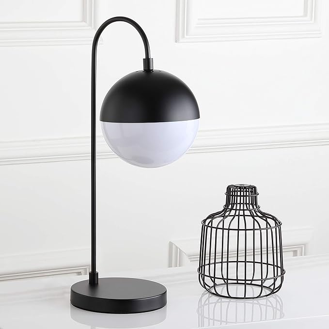 SAFAVIEH Lighting Collection Cappi Black Table Lamp with USB Charging Port (LED Bulb Included)
