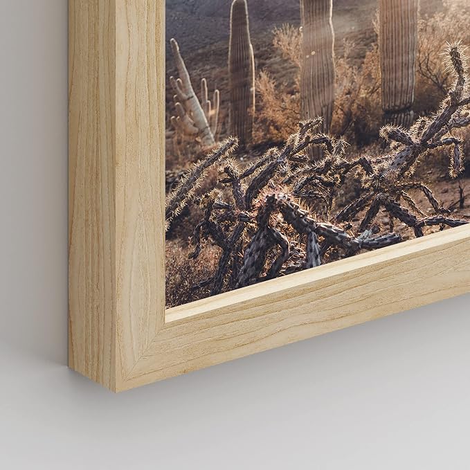 SIGNWIN Framed Cactus Desert Landscape Wall Art, Set of 4 Southwest Texas Arizona Saguaro Wall Decor Prints, Nature Wilderness Wall Décor for Living Room, Bedroom - 8"x10"x 4 Natural