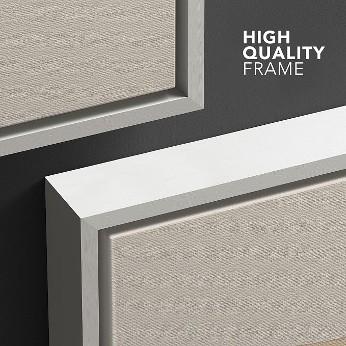 wall26 Framed Canvas Print Wall Art Set Minimalist Geometric Landscape Neutral Illustrations Fine Art Decorative Rustic for Living Room, Bedroom, Office - 24"x36"x3 White