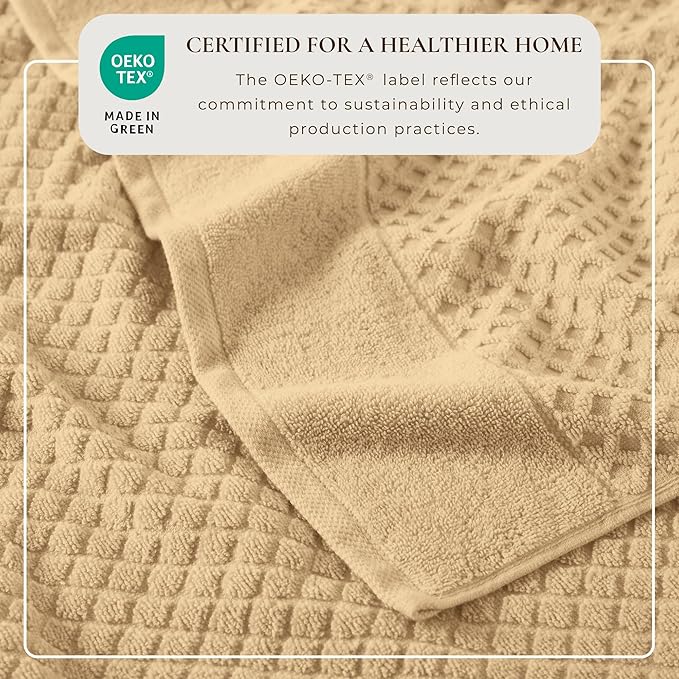Great Bay Home Bath Towels - 100% Cotton 4 Pack 54x27 Bath Towel Set - Absorbent, Durable, Quick-Dry Towels for Bathroom (Oatmeal)