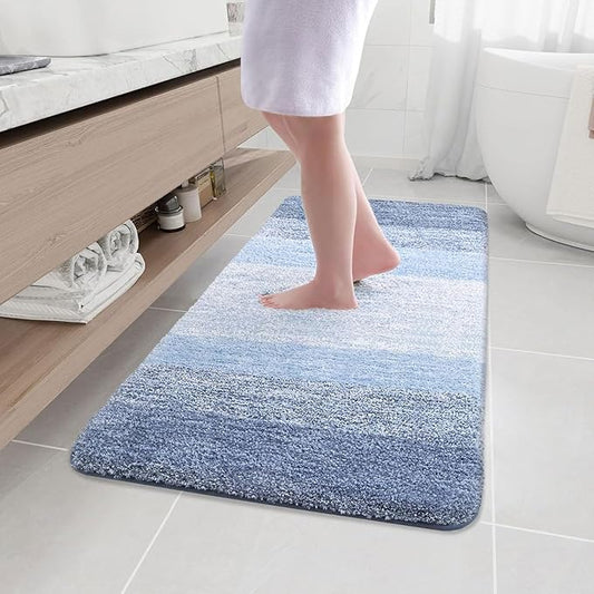 Arotive Microfiber Bathroom Rugs, Shaggy Soft and Absorbent Bath Rug, Non-Slip, Thick Plush Machine Washable Dry Bath Mats for Bathroom, Tub and Shower, 45x27, Light Blue, Rectangular