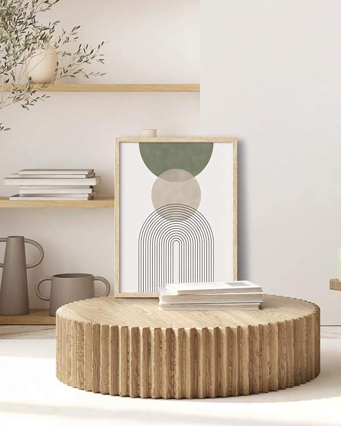 HesenDot Unframed Boho Sage Green Canvas Prints,12x16in Botanical Line Poster,Set of 3 Abstract Geometric Posters Decor,Minimalist Modern Green Artwork for Living Room Bedroom Bathroom Home, Unframed