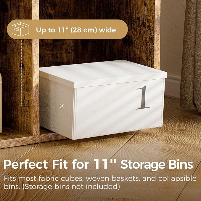 COMHOMA 8 Wood Cube Storage Organizer with Open Back and Removable Back Panels, 11In Brown Cube Storage Bookshelf, Cubicle Shelf Bookcase for Home Office Bedroom Living Room, Vertical or Horizontal