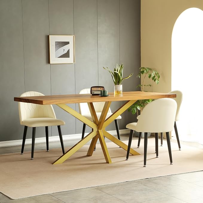 30 Inch Modern Table Base Gold, Metal Dining Table Legs with Suction Cups, Heavy Duty Desk Base for Marble,Glass,Wood Top, Set of 4 Furniture Legs for Home,Kitchen,DIY Bench Legs Coffee Table (Gold)