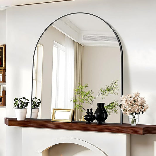 Arched Mirror, 40’’x48’’ Black Arch Mirror for Bathroom, Large Arched Bathroom Mirror with Frame, Modern Wall Mounted Mirror for Over Sink Mantle Bedroom Vanity Living Room Entryway