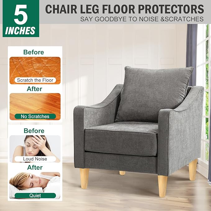 FoDau770 Rubber Wood Furniture Legs 5 Inches, Straight Tapered Wood Feet Mid Century Sofa Legs Set of 4, 5/16" UNC Furniture Feet Replacement Parts for Cabinet Couch Dresser Chair Ottoman Table
