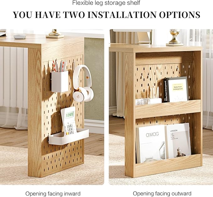 Ieejdn L Shaped Expandable Desk,47" Home Office Desks, Executive, Farmhouse Computer Desk with 6 Drawers File Drawer, Rustic Computer Writing, Oak