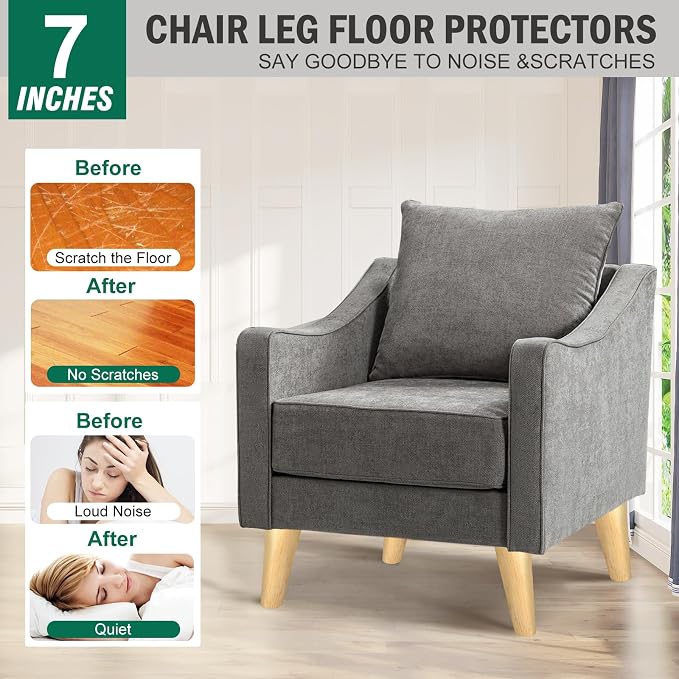 FoDau770 Rubber Wood Furniture Legs 7 Inches, 5/16" UNC Slant Tapered Wood Feet Mid Century Sofa Legs, Wooden Furniture Feet Replacement Parts for Cabinet Couch Dresser Chair Ottoman Table