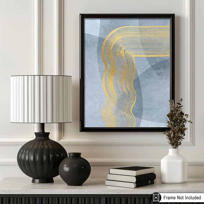 Poster Master Golden Lines Poster - Graphical Illustration Print - Abstract Design - Mid Century Modern Artwork - Visual Art - Chic Boho Artwork - Bedroom Decor - 11x14 UNFRAMED wall decor