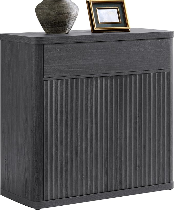 SICOTAS Buffet Cabinet with Storage - Accent Fluted Storage Cabinet with 2 Doors & 1 Drawer 34.6" Wide Modern Sideboard Credenza Large Buffet Table for Living Room Kitchen Dining Room Entryway Office