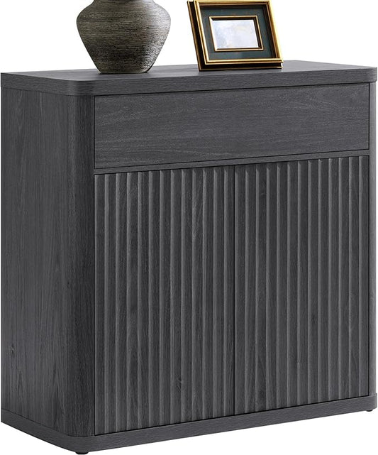SICOTAS Buffet Cabinet with Storage - Accent Fluted Storage Cabinet with 2 Doors & 1 Drawer 34.6" Wide Modern Sideboard Credenza Large Buffet Table for Living Room Kitchen Dining Room Entryway Office