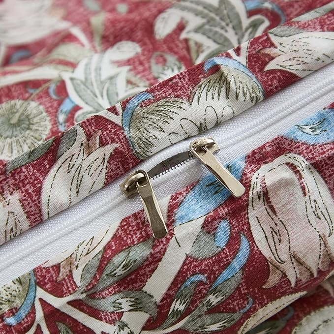 Cozeline 100% Cotton Duvet Cover Queen Size, Red Paisley Print Bedding Set with Zipper Closure, 3 Pcs Breathable and Luxury Duvet Cover for All Season