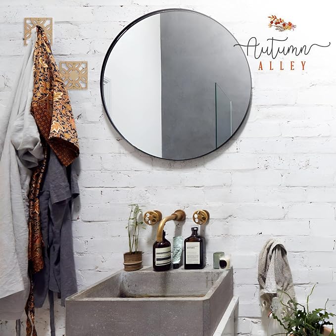 Autumn Alley Antique Gold Hooks, Bathroom Towel Hook, Robe Hook Wall Mounted - Decorative Wall Hooks for Towel, Robe, Coat and Door for Bathroom Modern Unique Style, 2 Pack