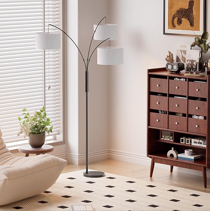 SIBRILLE 27W Floor Lamps for Living Room - Super Bright Dimmable Tree Floor Lamp, Modern Standing Lamp with Remote & Touch Control, 3 Lights Tall Lamp for Living Room Corner, Bedroom, Office