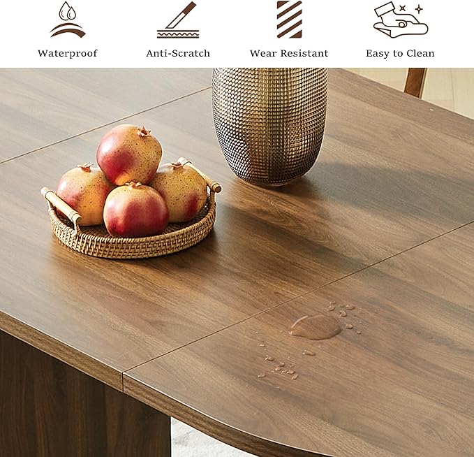 70.8" Oval Dining Table with Dual Side Storage Shelves, Rustic Farmhouse Table for 4–6 People, Modern Wooden Round Dinner Table for Kitchen, Reception, or Living Room (Walnut, Table Only)