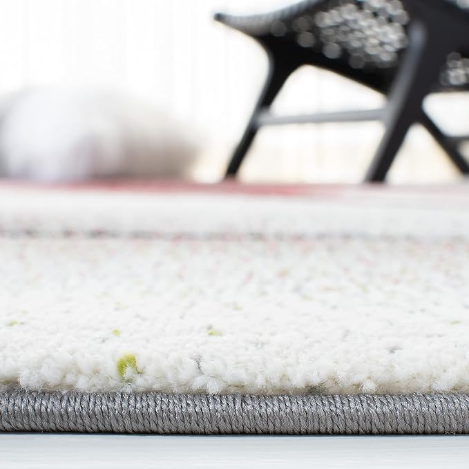 SAFAVIEH Hollywood Collection Runner Rug - 2'3" x 8', Grey & Red, Mid-Century Modern Design, Non-Shedding & Easy Care, Ideal for High Traffic Areas in Living Room, Bedroom (HLW715Q)