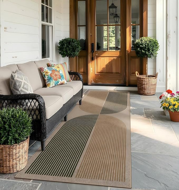 Lahome Enfys Modern Rainbow Easy Jute Rug, 2x8 Hallway Runner Washable Rugs for Entryway Farmhouse Kitchen Rug, Non Slip Indoor Outdoor Carpet Contemporary Throw Door Mat for Bedroom Porch