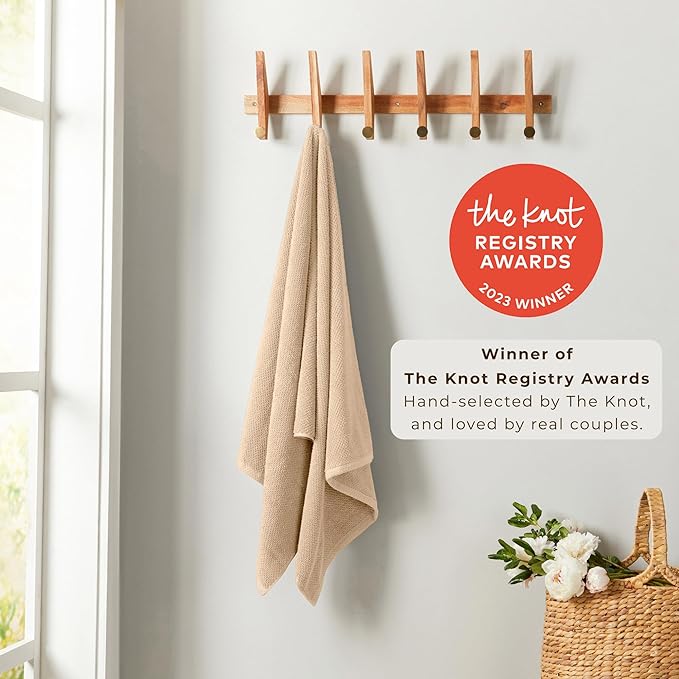 Great Bay Home 100% Cotton 4 Pack 54x27 Bath Towel Set - Absorbent, Quick-Drying, Durable Towels for Bathroom Decor - Low-Twist, Two-Ply Fibers (Taupe)